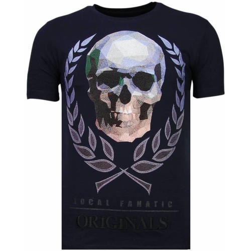 textil Herr T-shirts Local Fanatic Skull Originals Rhinestone N Blå