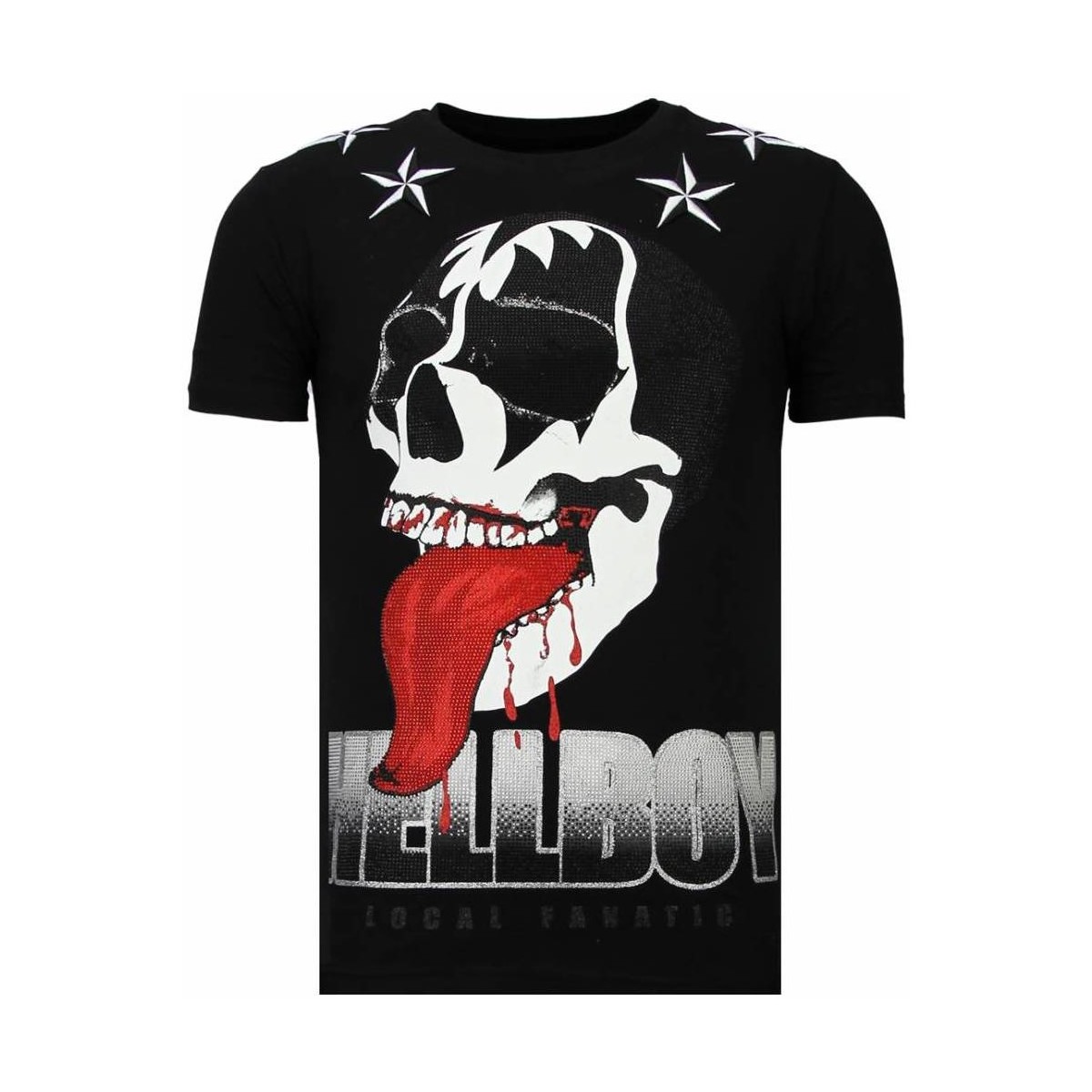 textil Herr T-shirts Local Fanatic Hellboy Rhinestone Z Svart