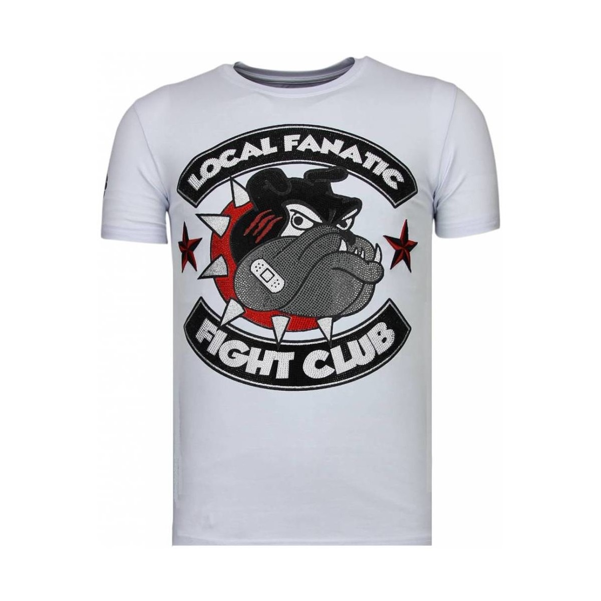 textil Herr T-shirts Local Fanatic Fight Club Spike Rhinestone W Vit