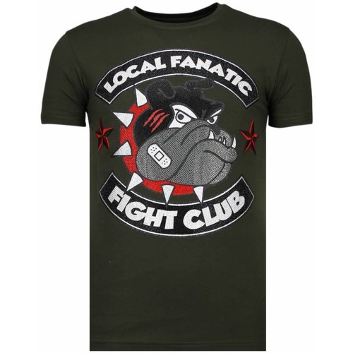 textil Herr T-shirts Local Fanatic Fight Club Spike Rhinestone K Khaki Grön