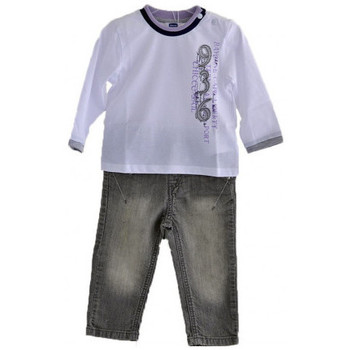 textil Barn T-shirts & Pikétröjor Chicco Komplette Jeans- T-ShirtmitlangenÄrmeln Vit