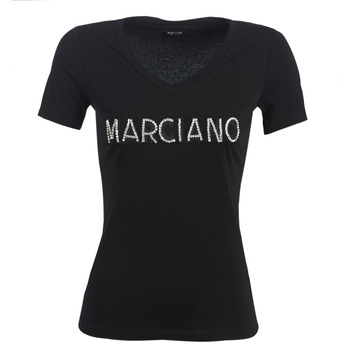 textil Dam T-shirts Marciano LOGO PATCH CRYSTAL Svart