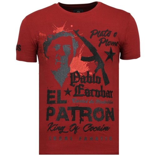 textil Herr T-shirts Local Fanatic El Patron Pablo Rhinestone B Röd