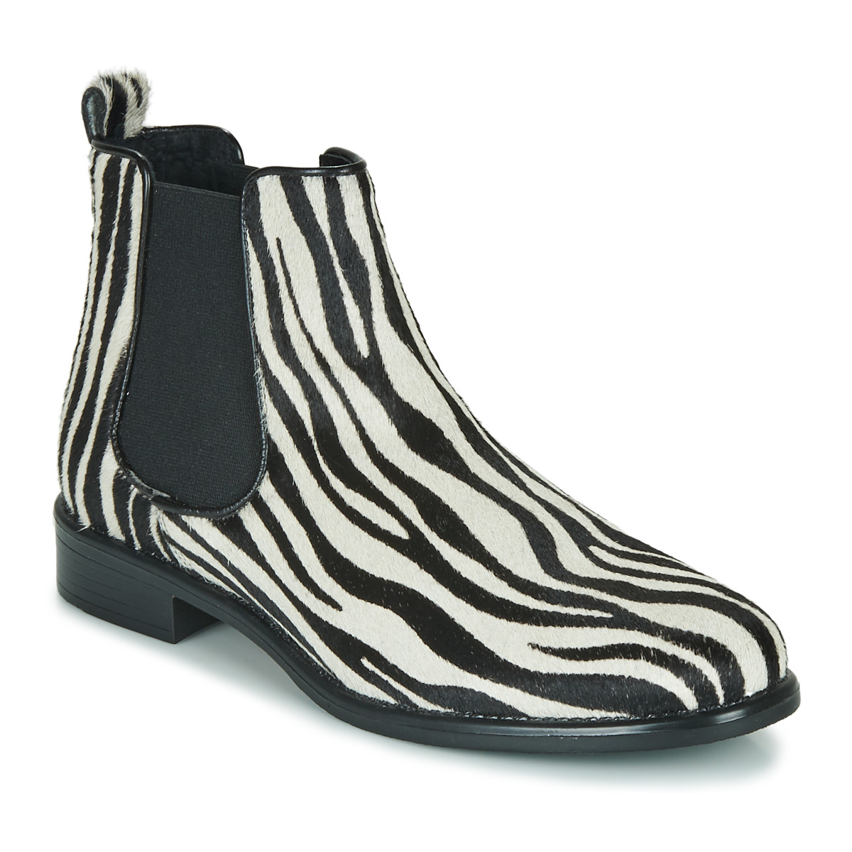 Skor Dam Boots Betty London HUGUETTE Svart / Vit / Zebra
