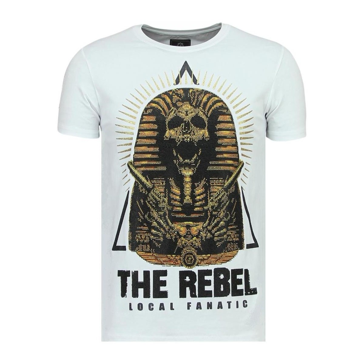 textil Herr T-shirts Local Fanatic Rebel Pharaoh Rhinestones W Vit
