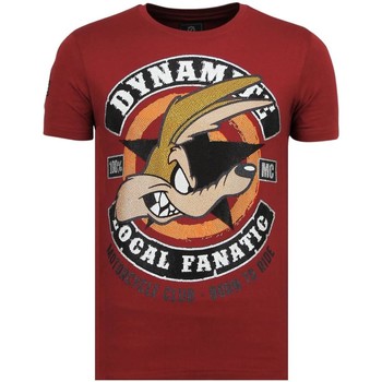 textil Herr T-shirts Local Fanatic Dynamite Coyote Rhinestones Tryckt Röd