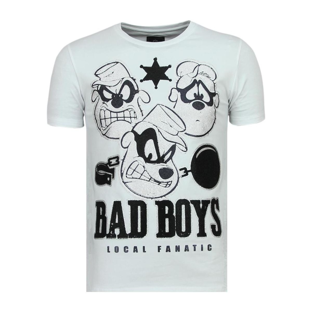 textil Herr T-shirts Local Fanatic Rhinestones Beagle Boys Rolig W Vit
