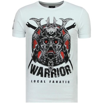 textil Herr T-shirts Local Fanatic Savage Samurai Rhinestones Roliga Vit