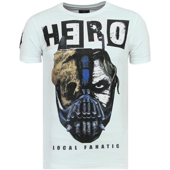 textil Herr T-shirts Local Fanatic Hero Mask Rhinestones Sommar W Vit