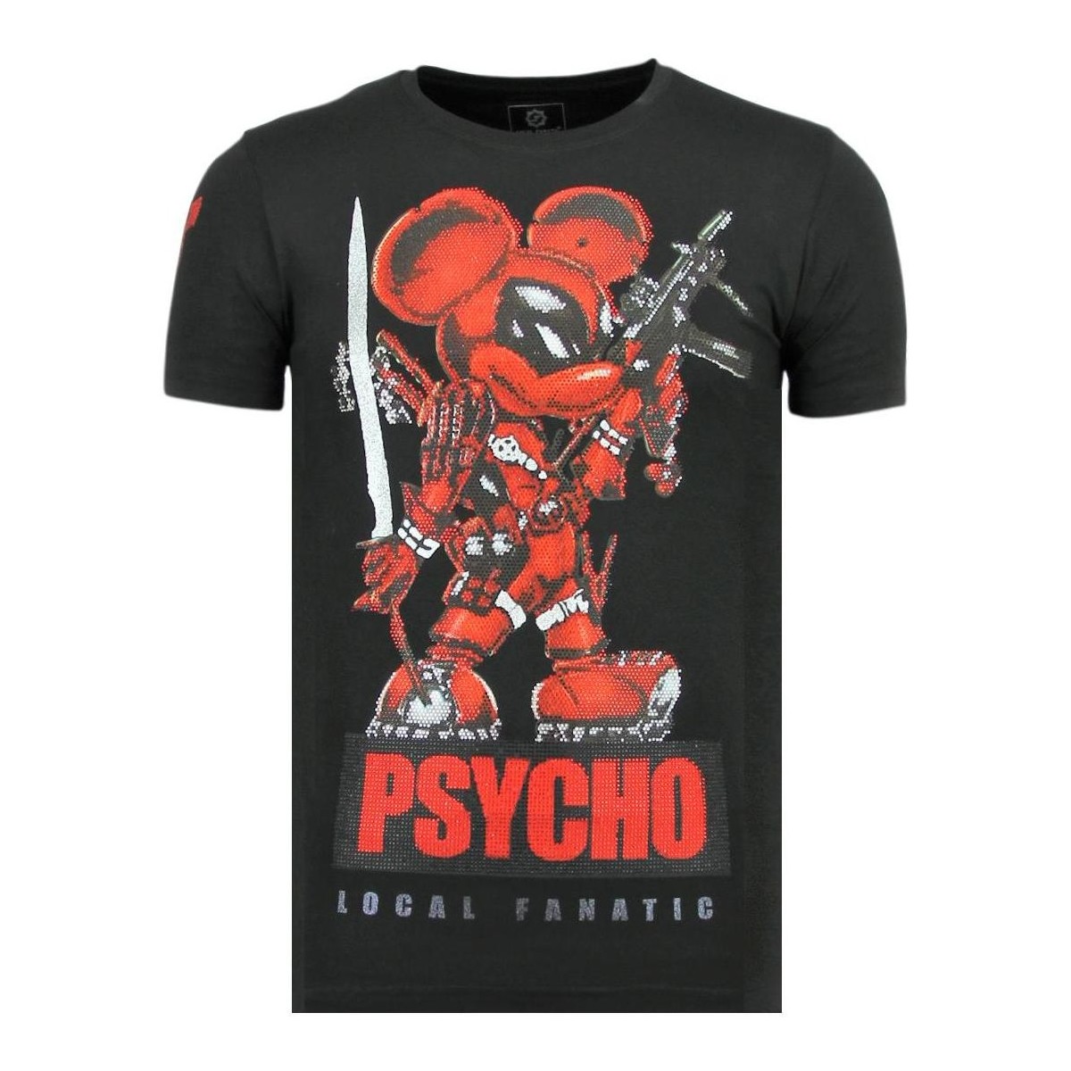 textil Herr T-shirts Local Fanatic Psycho Mouse Tryckt Z Svart