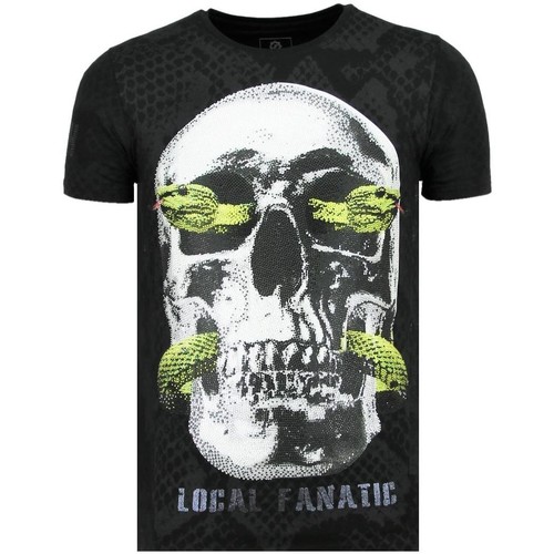 textil Herr T-shirts Local Fanatic Skull Snake Rhinestones Herrar Z Svart