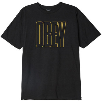 textil Herr T-shirts Obey worldwide line Svart