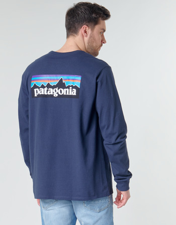 textil Herr Långärmade T-shirts Patagonia M's L/S P-6 Logo Responsibili-Tee Marin