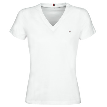 textil Dam T-shirts Tommy Hilfiger HERITAGE V-NECK TEE Vit