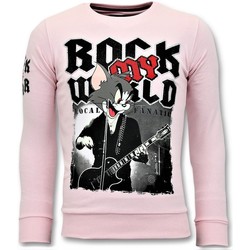 textil Herr Sweatshirts Local Fanatic Lyx Pullover Rock My World Cat Pink Rosa