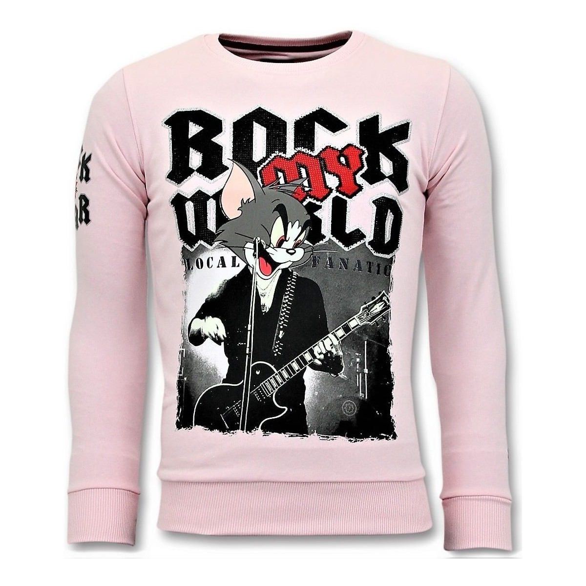 textil Herr Sweatshirts Local Fanatic Lyx Pullover Rock My World Cat Pink Rosa
