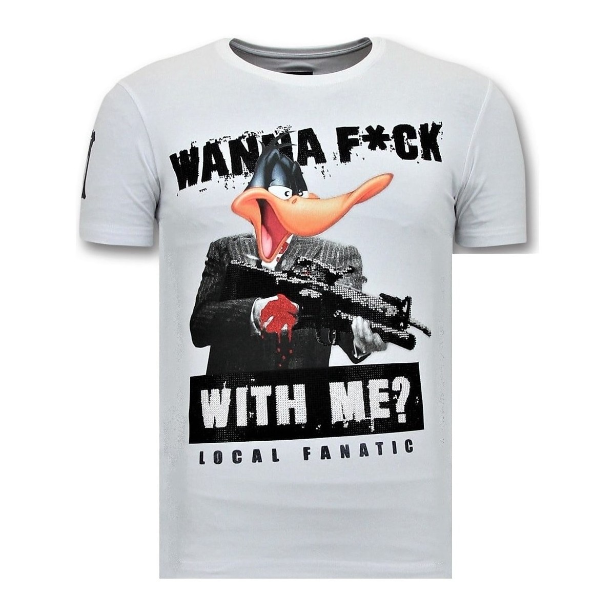 textil Herr T-shirts Local Fanatic Andjakt Gun W Vit