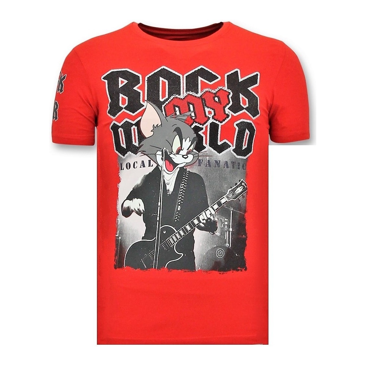 textil Herr T-shirts Local Fanatic Rock My World Cat Röd