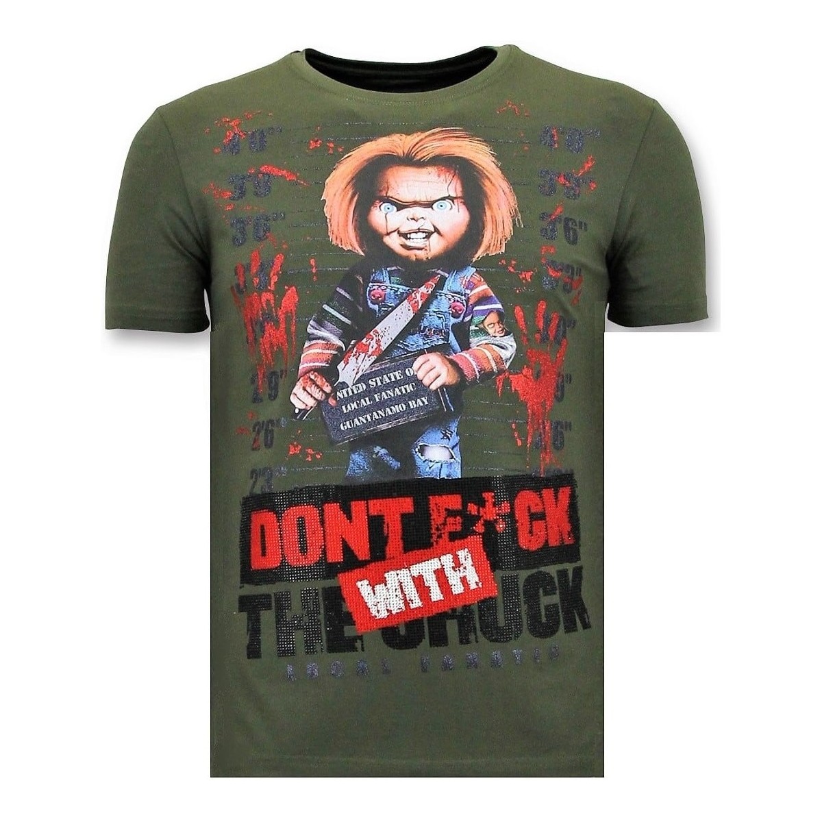 textil Herr T-shirts Local Fanatic Bloody Chucky Angry Print Grön