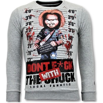 textil Herr Sweatshirts Local Fanatic Pullover Bloody Chucky Angry Print Grå