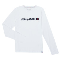 textil Pojkar Långärmade T-shirts Teddy Smith CLAP Vit
