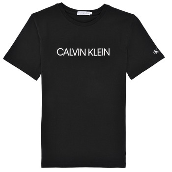 textil Pojkar T-shirts Calvin Klein Jeans INSTITUTIONAL T-SHIRT Svart