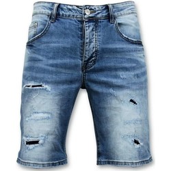 textil Herr Shorts / Bermudas Enos Korta Byxor Ripped Jeans Short Blå