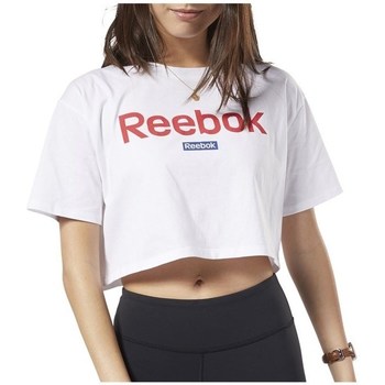 textil Dam T-shirts Reebok Sport Linear Logo Crop Tee Vit