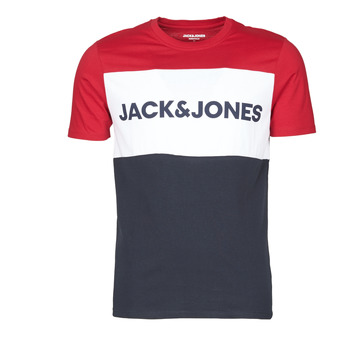 textil Herr T-shirts Jack & Jones JJELOGO BLOCKING Röd