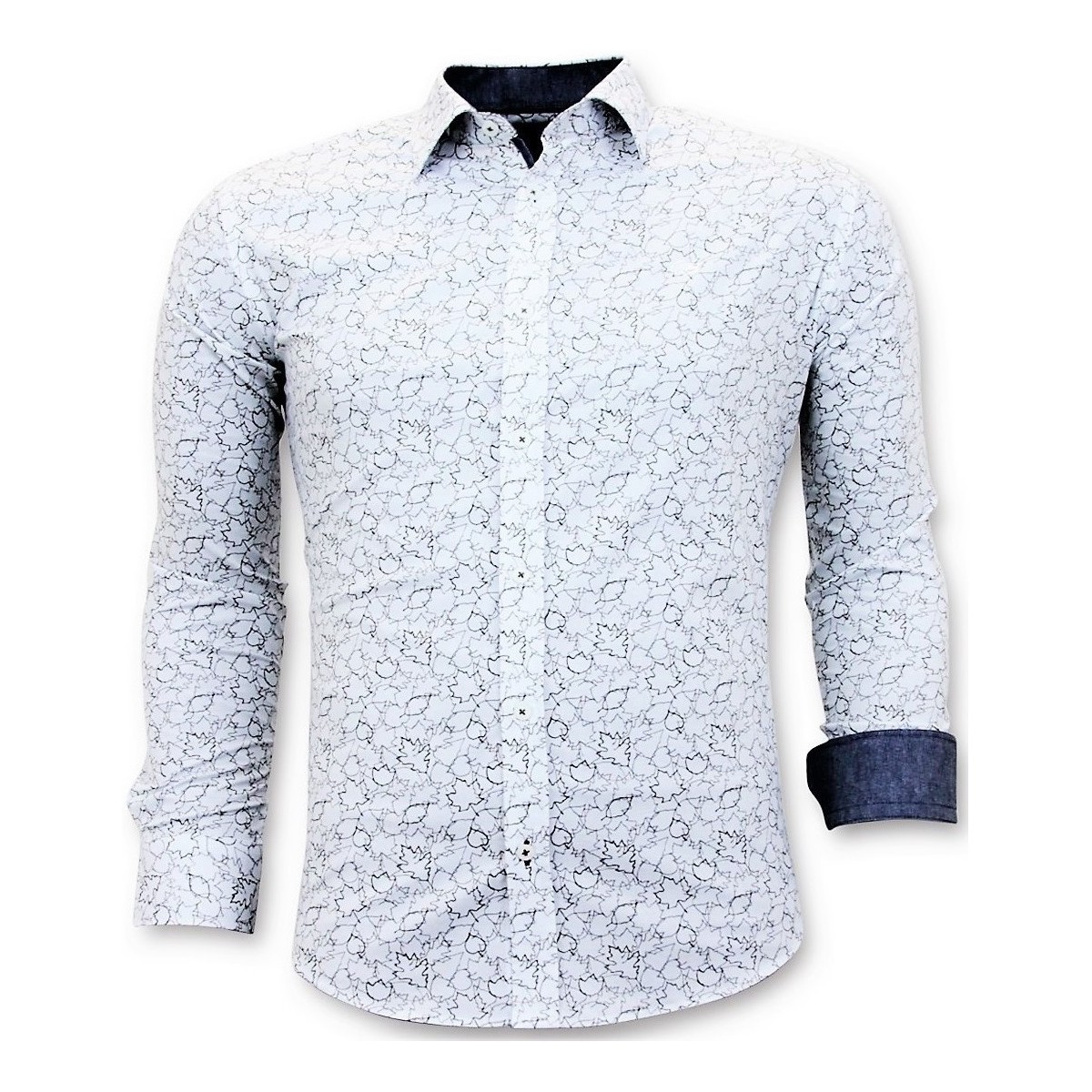 textil Herr Långärmade skjortor Tony Backer Italiensk Skjorta Slim Fit Digital Vit