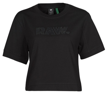 textil Dam T-shirts G-Star Raw BOXY FIT RAW EMBROIDERY TEE Svart
