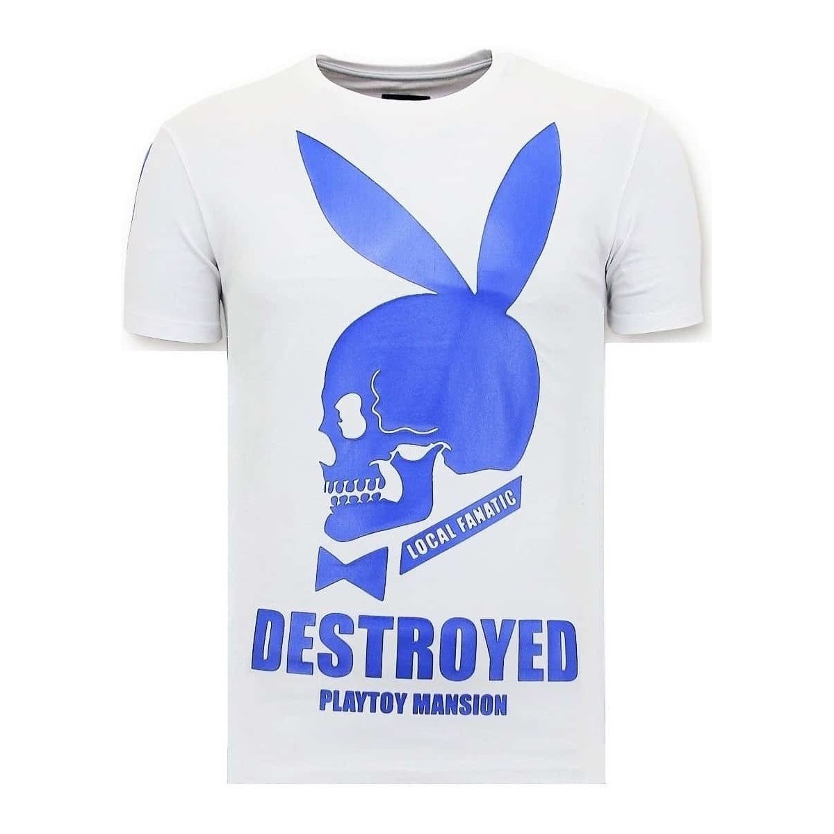 textil Herr T-shirts Local Fanatic Förstörd Destroyed Playtoy Vit