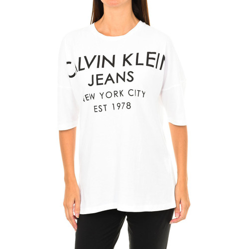 textil Dam T-shirts Calvin Klein Jeans J20J204632-112 Vit