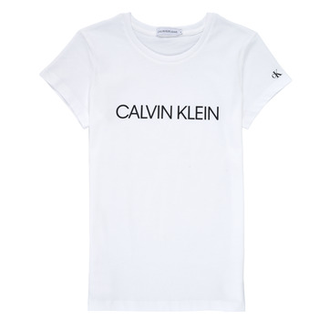 textil Flickor T-shirts Calvin Klein Jeans INSTITUTIONAL T-SHIRT Vit
