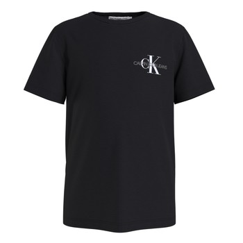textil Pojkar T-shirts Calvin Klein Jeans CHEST MONOGRAM TOP Svart
