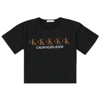 textil Flickor T-shirts Calvin Klein Jeans CK REPEAT FOIL BOXY T-SHIRT Svart