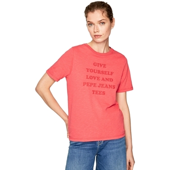 textil Dam T-shirts & Pikétröjor Pepe jeans PL504463 Röd