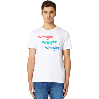 textil Herr T-shirts Wrangler W7D7D3989 Vit