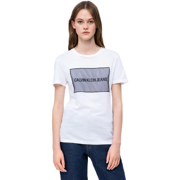 textil Dam T-shirts & Pikétröjor Calvin Klein Jeans J20J208606 Vit