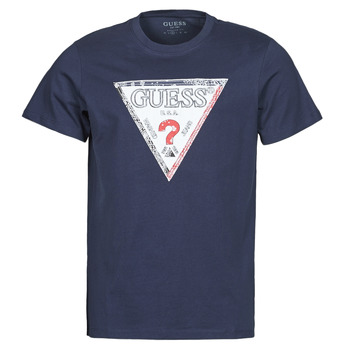 textil Herr T-shirts Guess TRIESLEY CN SS TEE Marin