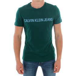textil Herr T-shirts Calvin Klein Jeans J30J307856 383 GREEN Verde oscuro