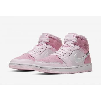 Skor Sneakers Nike Air Jordan 1 Mid WMNS “Digital Pink”  Digital Pink/White-Pink Foam-Sail