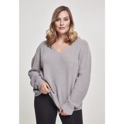 textil Dam Sweatshirts Urban Classics Sweatshirt femme grandes tailles Urban Classic back lace up gris