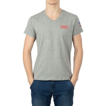 textil Herr T-shirts & Pikétröjor Nasa BASIC FLAG V NECK Grå