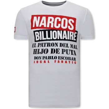 textil Herr T-shirts Local Fanatic Tryck Narcos Billionaire Vit