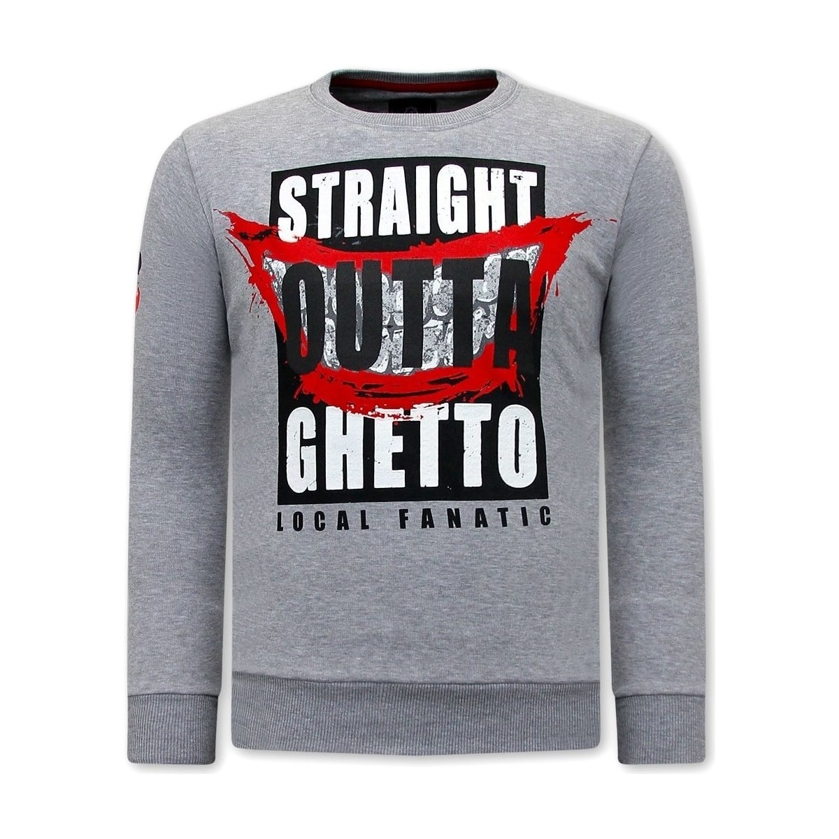 textil Herr Sweatshirts Local Fanatic Straight Outta Ghetto Grå