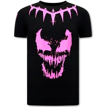 textil Herr T-shirts Local Fanatic Tryck Venom Face Neon Svart