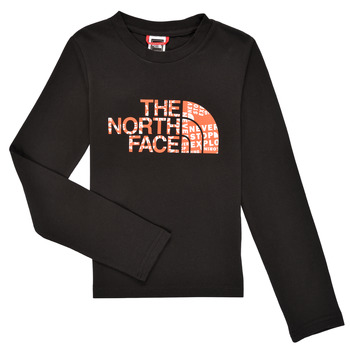 textil Pojkar Långärmade T-shirts The North Face EASY TEE LS Svart