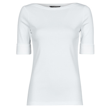 textil Dam Långärmade T-shirts Lauren Ralph Lauren JUDY-ELBOW SLEEVE-KNIT Vit