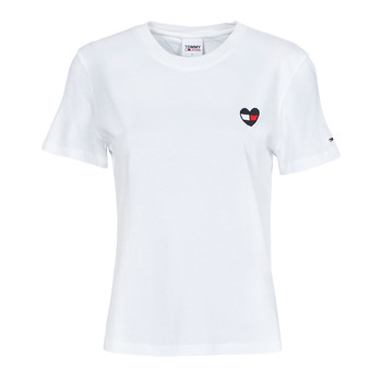 textil Dam T-shirts Tommy Jeans TJW REGULAR HOMESPUN HEART TEE Vit